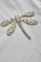 Exquise-Taş İşlemeli Hakim Yaka Pamuklu Rahat Kalıp Beyaz Bluz-Bluz-7-Milagron.com