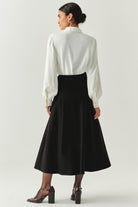 Exquise-Tokalı Regular Midi Siyah Etek-ETEK-3-Milagron.com