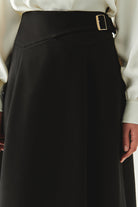 Exquise-Tokalı Regular Midi Siyah Etek-ETEK-5-Milagron.com