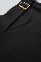 Exquise-Tokalı Regular Midi Siyah Etek-ETEK-6-Milagron.com