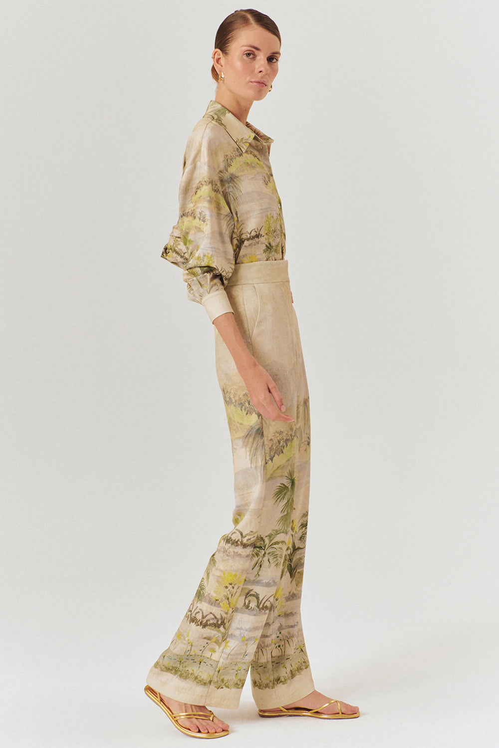 Exquise-Tropikal Desenli Palazzo Pantolon-Pantolon-4-Milagron.com