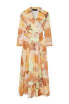 Exquise-Truvakar Kol Kemerli Bele Oturan Midi Boy Soyut Desenli Pamuklu Elbise-Elbise-6-Milagron.com