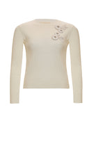 Exquise-Uzun Kollu Bisiklet Yaka çiçek İşlemeleri Triko Kazak-BLUZ-1-Milagron.com