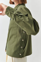 Exquise-Uzun Kollu Cepli çıt çıt Detaylı Regular Haki Gömlek-GÖMLEK-3-Milagron.com