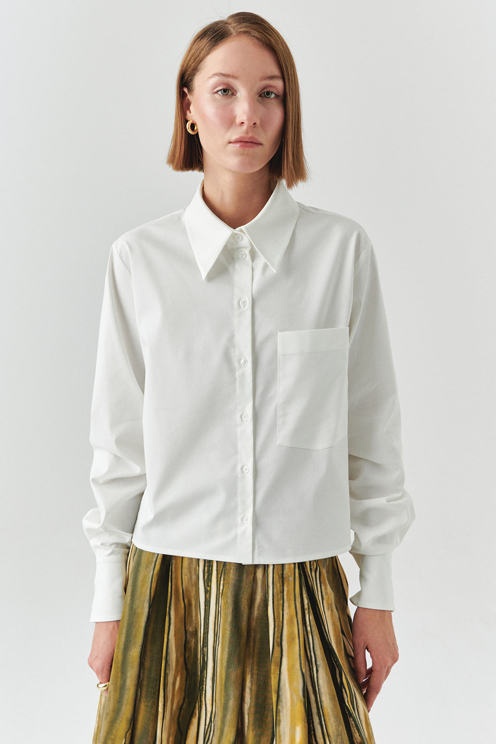 Exquise-Uzun Kollu Cepli çıt çıt Detaylı Regular Kemik Gömlek-GÖMLEK-1-Milagron.com