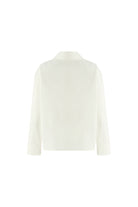 Exquise-Uzun Kollu Fiyonk İşlemeli Gömlek Yaka Oversize Kemik Bluz-BLUZ-8-Milagron.com