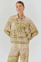 Exquise-Uzun Kollu Gömlek Yaka Rahat Kalıp Tropikal Desenli Gömlek-Gömlek-1-Milagron.com