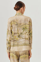 Exquise-Uzun Kollu Gömlek Yaka Rahat Kalıp Tropikal Desenli Gömlek-Gömlek-2-Milagron.com