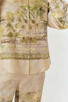 Exquise-Uzun Kollu Gömlek Yaka Rahat Kalıp Tropikal Desenli Gömlek-Gömlek-3-Milagron.com