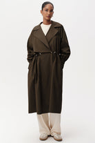 Exquise-Uzun Kollu Kuşak Detaylı Midi Regular Trençkot-TRENÇKOT-1-Milagron.com