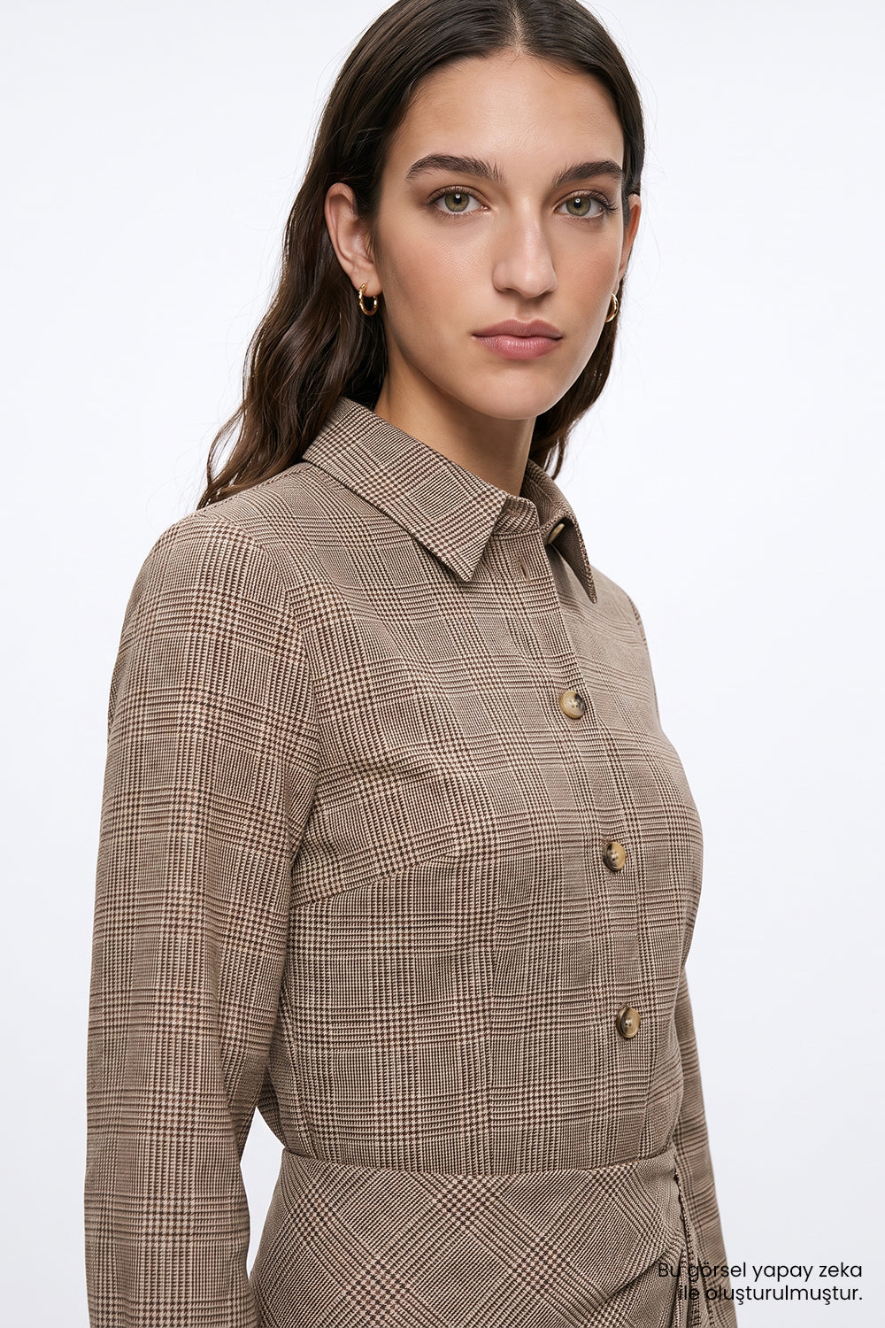 Uzun Kollu Manşetli Bele Oturan Slim Fit Çok Renkli Gömlek