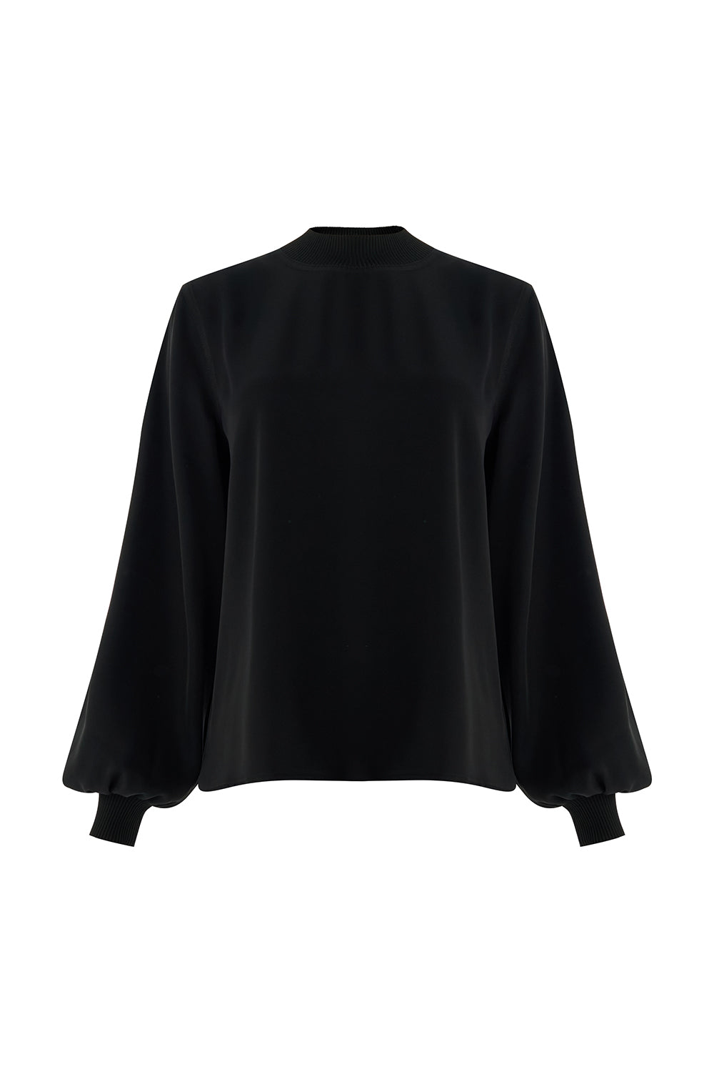 Exquise-Uzun Kollu Ribanalı Bisiklet Yaka Regular Siyah Bluz-BLUZ-6-Milagron.com