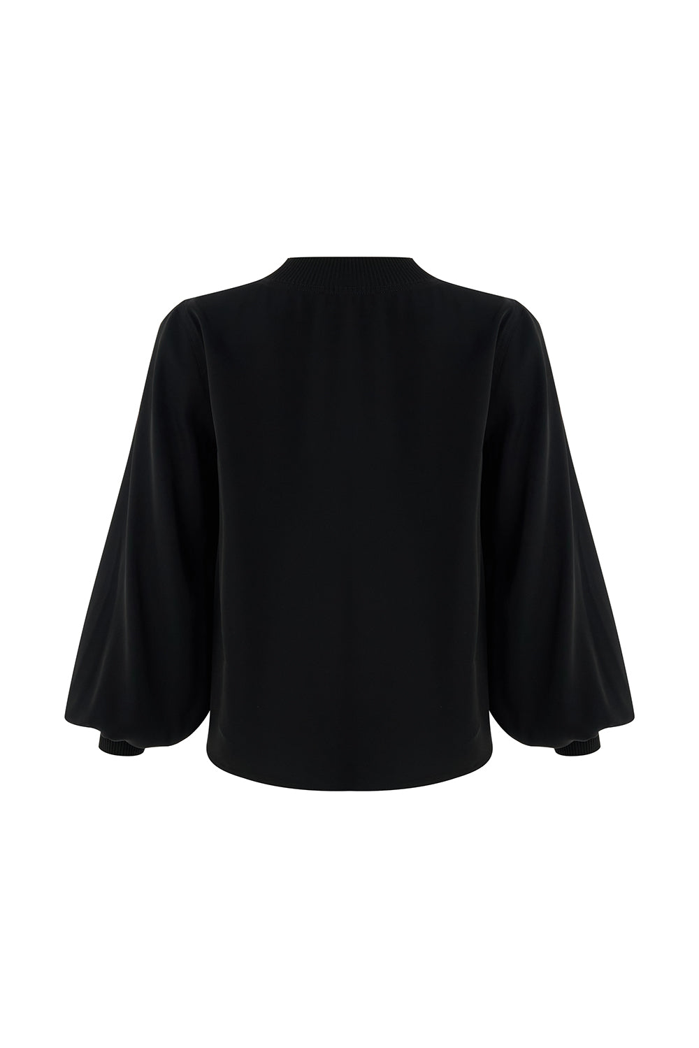 Exquise-Uzun Kollu Ribanalı Bisiklet Yaka Regular Siyah Bluz-BLUZ-7-Milagron.com