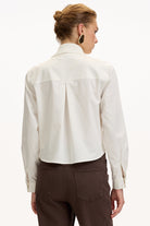 Exquise-Uzun Kollu Triko Garnili Poplin Regular Kemik Gömlek-GÖMLEK-6-Milagron.com