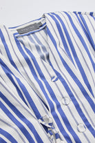 V Yaka Bele Oturan Cepli Regular Midi Saks Kemik Elbise