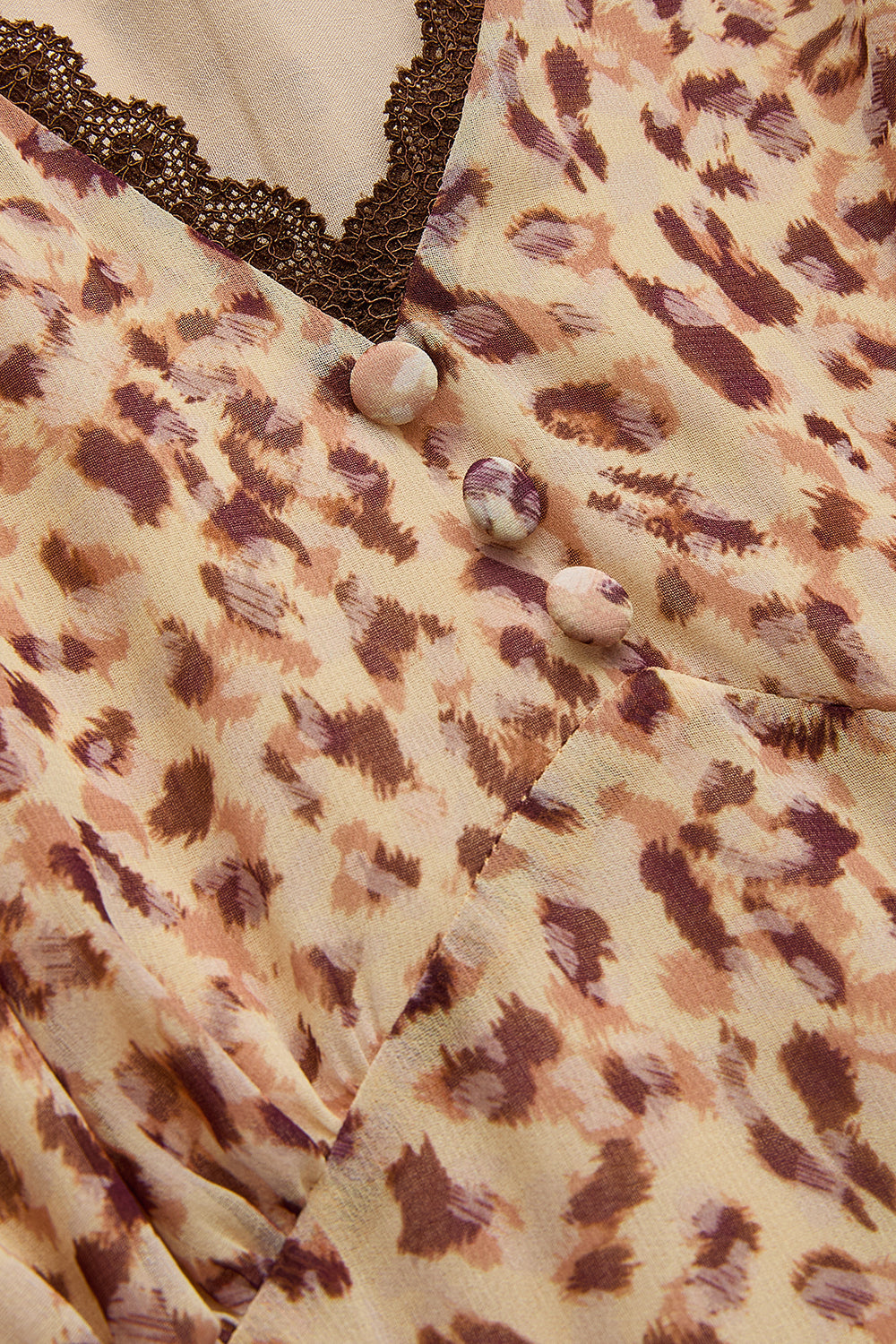 Exquise-V Yaka Kol Detaylı Desenli Midi Boy şifon Elbise-ELBİSE-7-Milagron.com