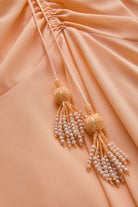 Exquise-V Yaka Kolsuz Büzgü Detaylı Regular Midi Boy Elbise-ELBİSE-6-Milagron.com