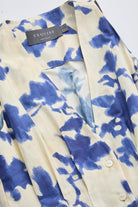 V Yaka Kolsuz Cepli Düğmeli Regular Midi Saks Kemik Elbise