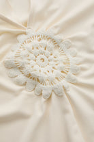 V Yaka Kolsuz Dantelli Slim Fit Örme Ekru Bluz