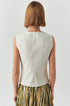 Exquise-V Yaka Kolsuz Slim Fit örme Krem Bluz-BLUZ-4-Milagron.com