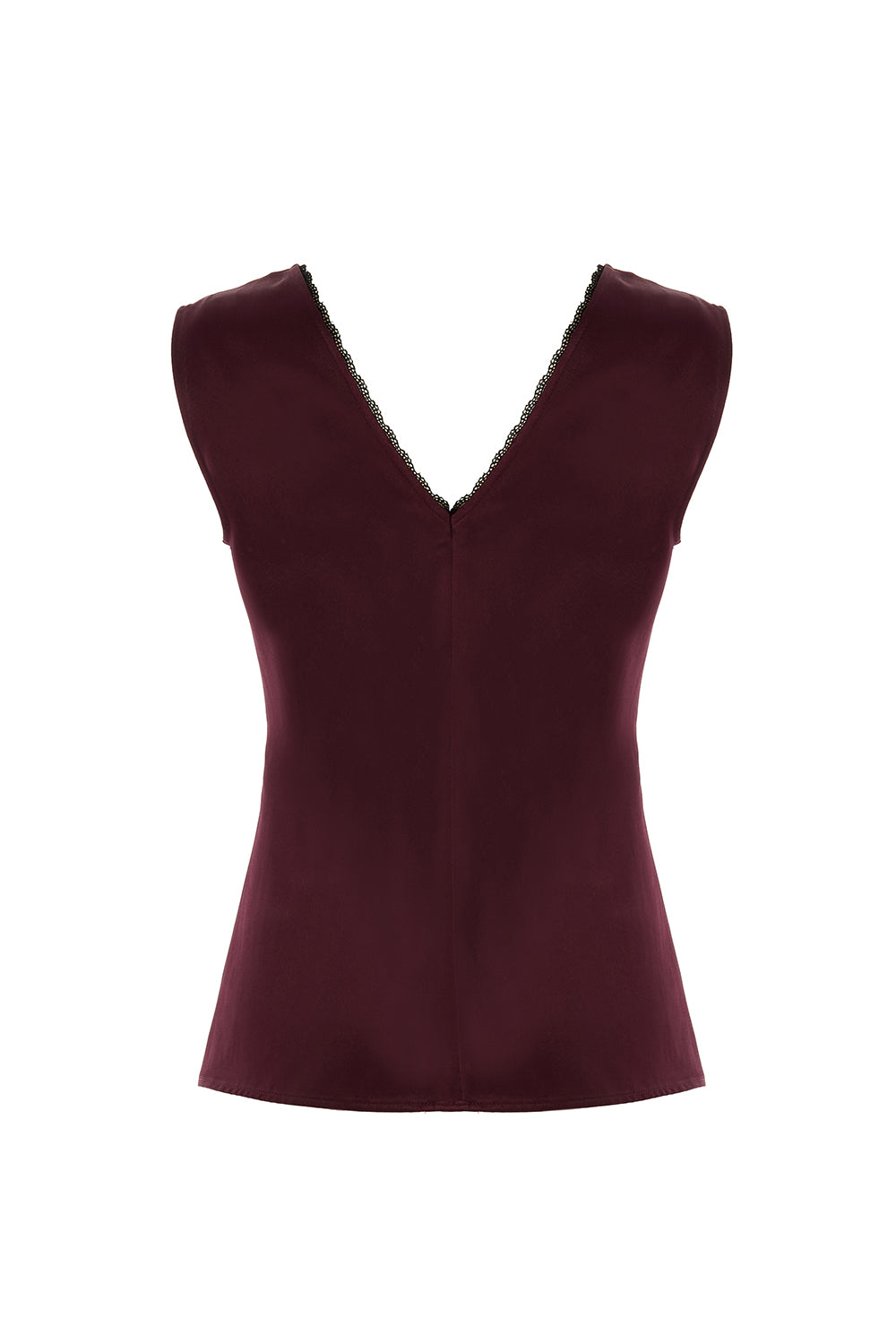 Exquise-V Yaka Slim Fit Saten Görünümlü Vişne Bluz-BLUZ-8-Milagron.com