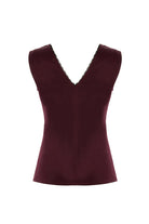 Exquise-V Yaka Slim Fit Saten Görünümlü Vişne Bluz-BLUZ-8-Milagron.com