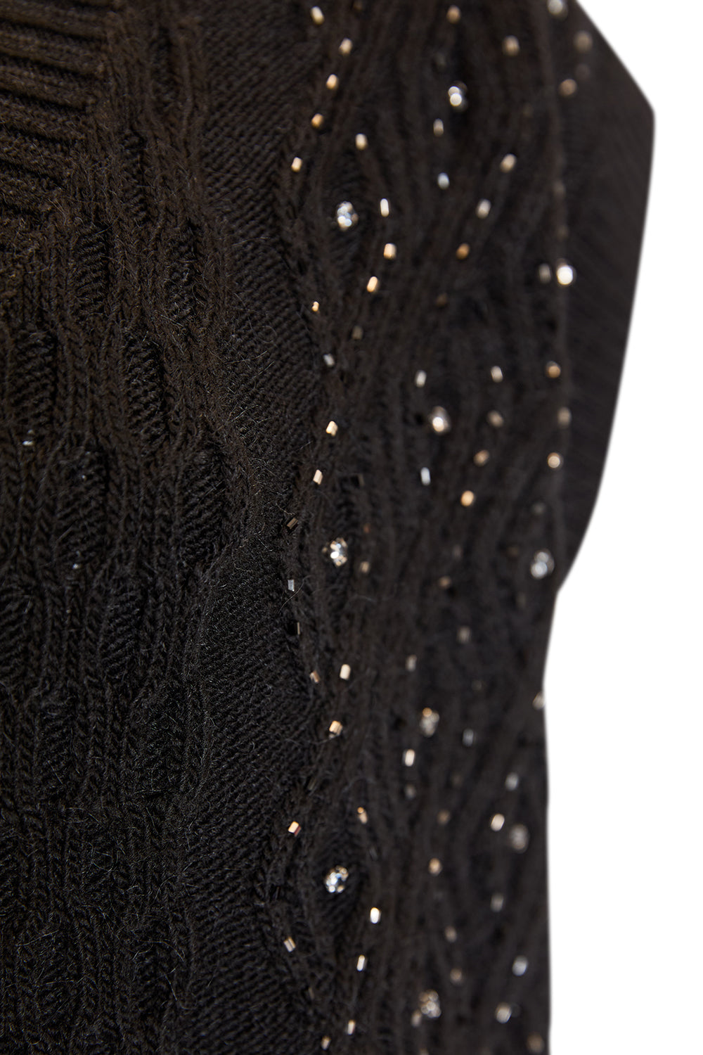 Exquise-V Yaka Taş İşlemeli Kolsuz Oversize Triko Süveter-BLUZ-2-Milagron.com