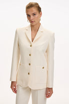 Exquise-Vatkalı Astarlı Slim Fit Cepli Krem Ceket-CEKET-1-Milagron.com