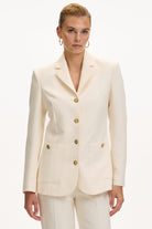 Exquise-Vatkalı Astarlı Slim Fit Cepli Krem Ceket-CEKET-2-Milagron.com