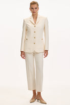 Exquise-Vatkalı Astarlı Slim Fit Cepli Krem Ceket-CEKET-4-Milagron.com