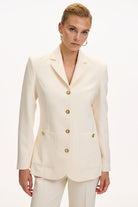 Exquise-Vatkalı Astarlı Slim Fit Cepli Krem Ceket-CEKET-6-Milagron.com