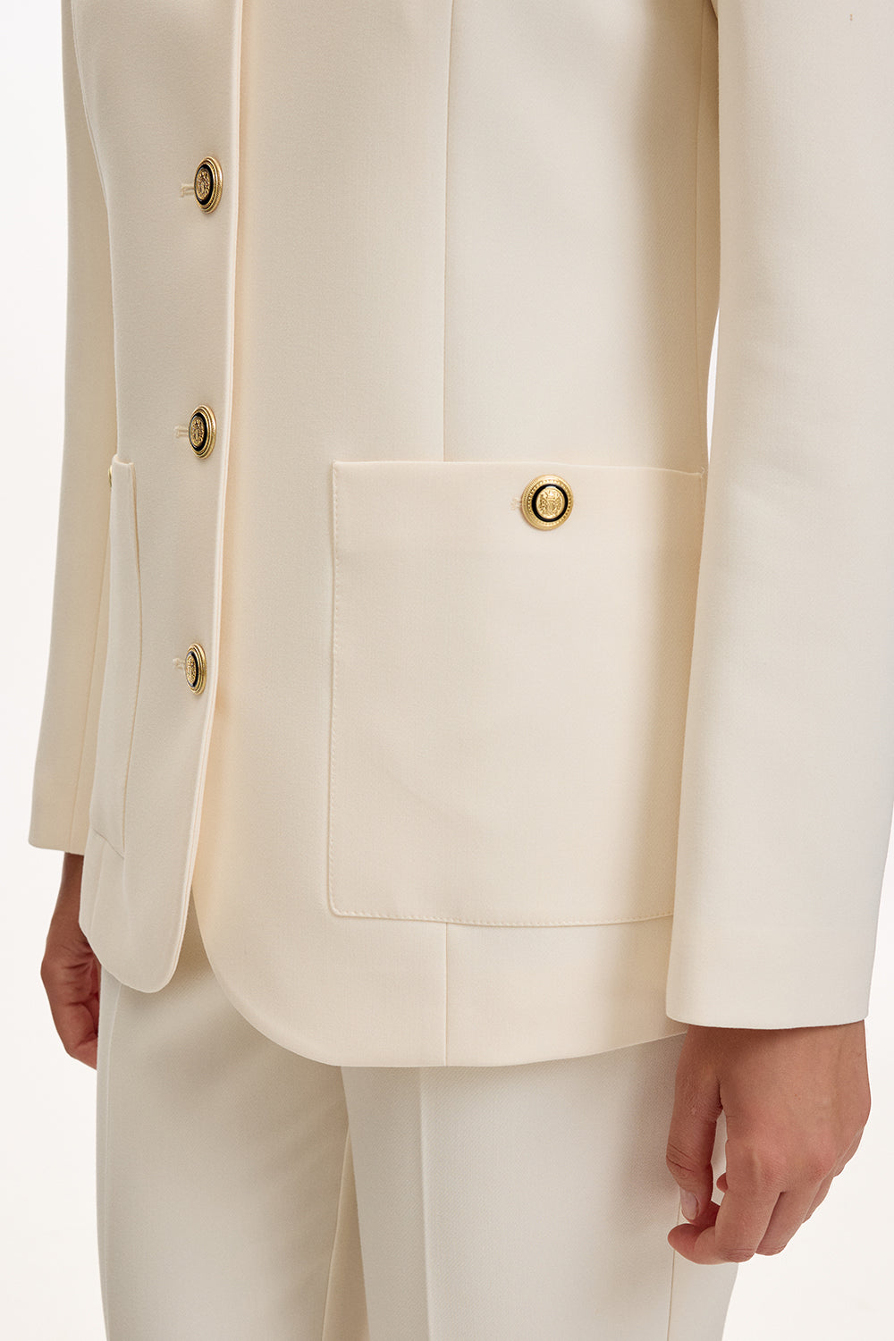 Exquise-Vatkalı Astarlı Slim Fit Cepli Krem Ceket-CEKET-7-Milagron.com