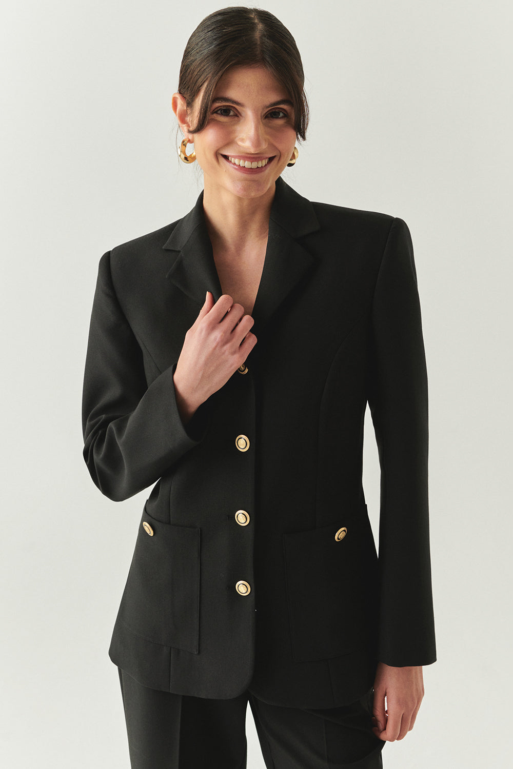 Exquise-Vatkalı Astarlı Slim Fit Cepli Siyah Ceket-CEKET-2-Milagron.com