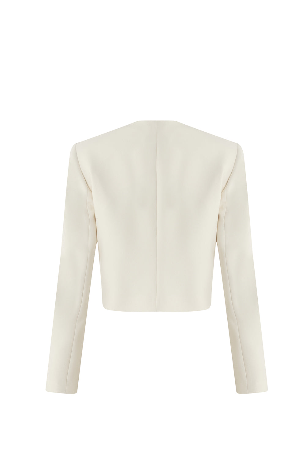 Exquise-Vatkalı Gold Düğmeli Uzun Kollu Kısa Regular Krem Ceket-CEKET-8-Milagron.com