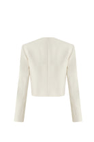 Exquise-Vatkalı Gold Düğmeli Uzun Kollu Kısa Regular Krem Ceket-CEKET-8-Milagron.com