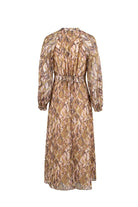 Exquise-Yakası Bağcıklı Bele Oturan Astarlı Regular çok Renkli Midi Elbise-ELBİSE-8-Milagron.com