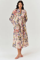 Exquise-Yakasız Rahat Kalıp Floral Desen Bluz-BLUZ-2-Milagron.com