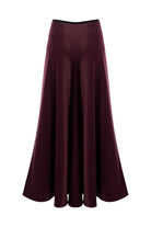 Exquise-Yandan Fermuarlı Yüksek Bel Grogren Detaylı Saten Regular Vişne Midi Etek-ETEK-7-Milagron.com