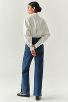 Exquise-Yanları çıt çıtlı Cepli Geniş Paça Regular Denim İndigo Pantolon-JEAN-2-Milagron.com