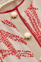 Exquise-Yaprak Desenli Düğme Detaylı Rahat Kesim Rayon şifon Bluz-Bluz-15-Milagron.com