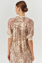 Exquise-Yaprak Desenli Düğme Detaylı Rahat Kesim Rayon şifon Bluz-Bluz-4-Milagron.com