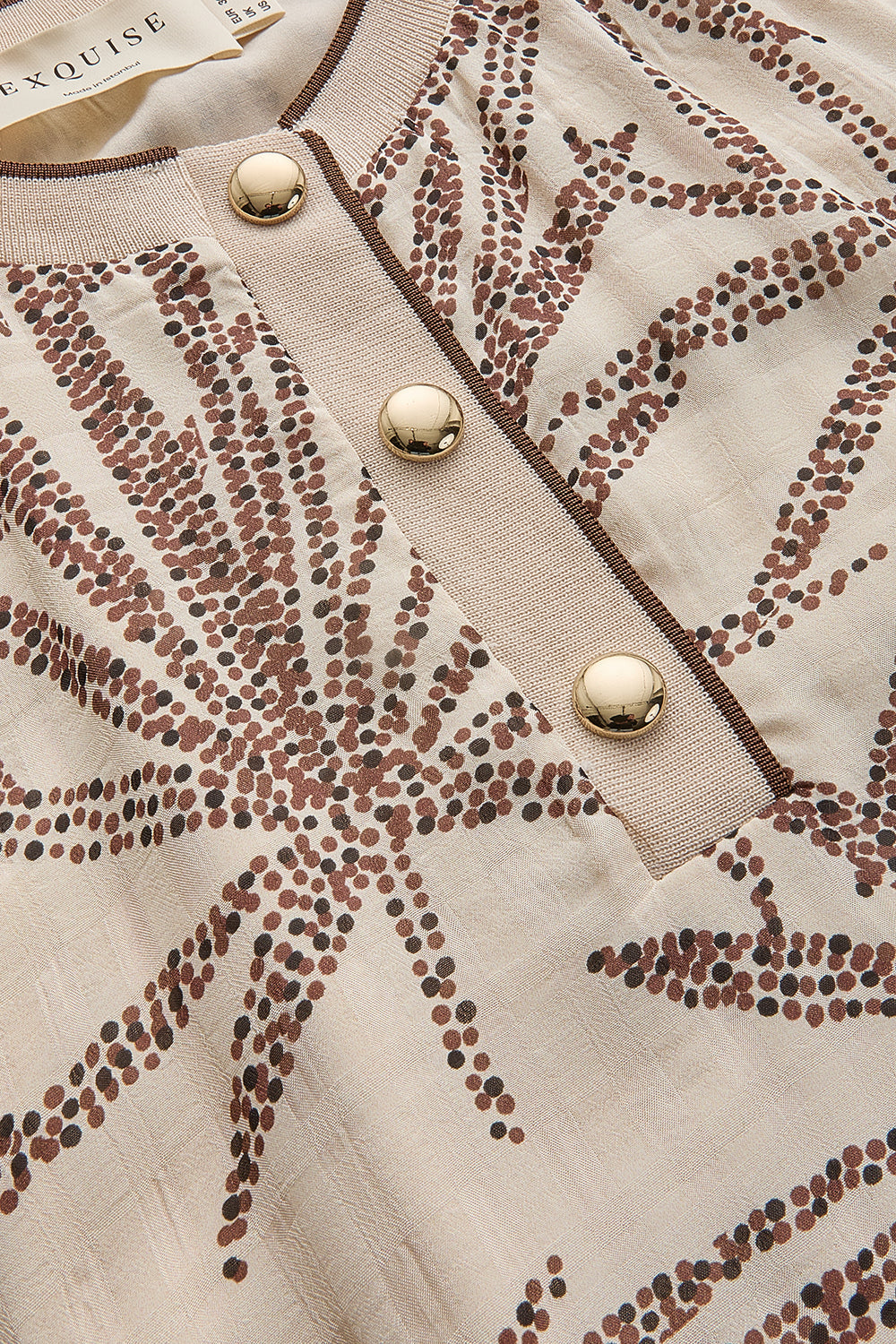 Exquise-Yaprak Desenli Düğme Detaylı Rahat Kesim Rayon şifon Bluz-Bluz-6-Milagron.com