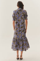 Exquise-Yaprak Desenli Pamuklu Regular Midi Gömlek Elbise-ELBİSE-4-Milagron.com