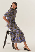 Exquise-Yaprak Desenli Pamuklu Regular Midi Gömlek Elbise-ELBİSE-5-Milagron.com