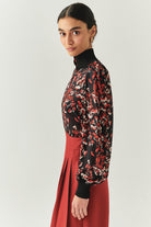 Exquise-Yarım Balıkçı Yaka Uzun Kollu şifon Regular Desenli Gömlek-GÖMLEK-3-Milagron.com