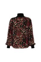 Exquise-Yarım Balıkçı Yaka Uzun Kollu şifon Regular Desenli Gömlek-GÖMLEK-6-Milagron.com