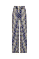 Exquise-Yüksek Bel Cepli Bol Kesim Desenli Pantolon-Pantolon-6-Milagron.com