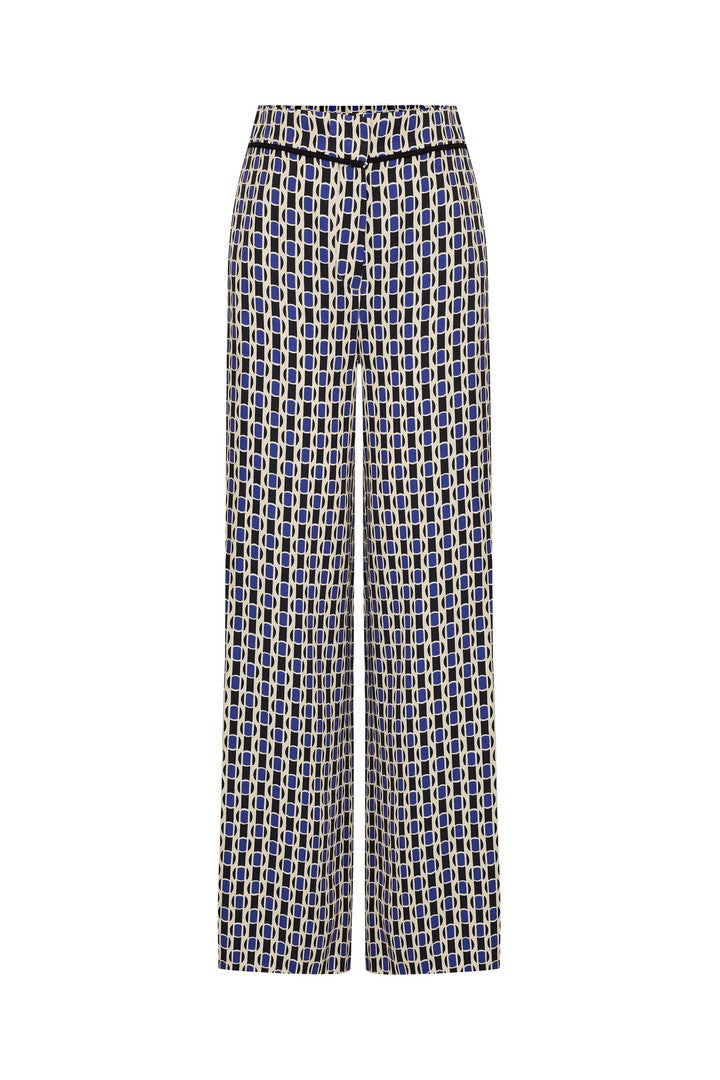 Exquise-Yüksek Bel Cepli Bol Kesim Desenli Pantolon-Pantolon-6-Milagron.com