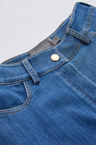 Yüksek Bel Çıt Çıt Detaylı Cepli Fermuarlı Regular Denim İndigo Etek