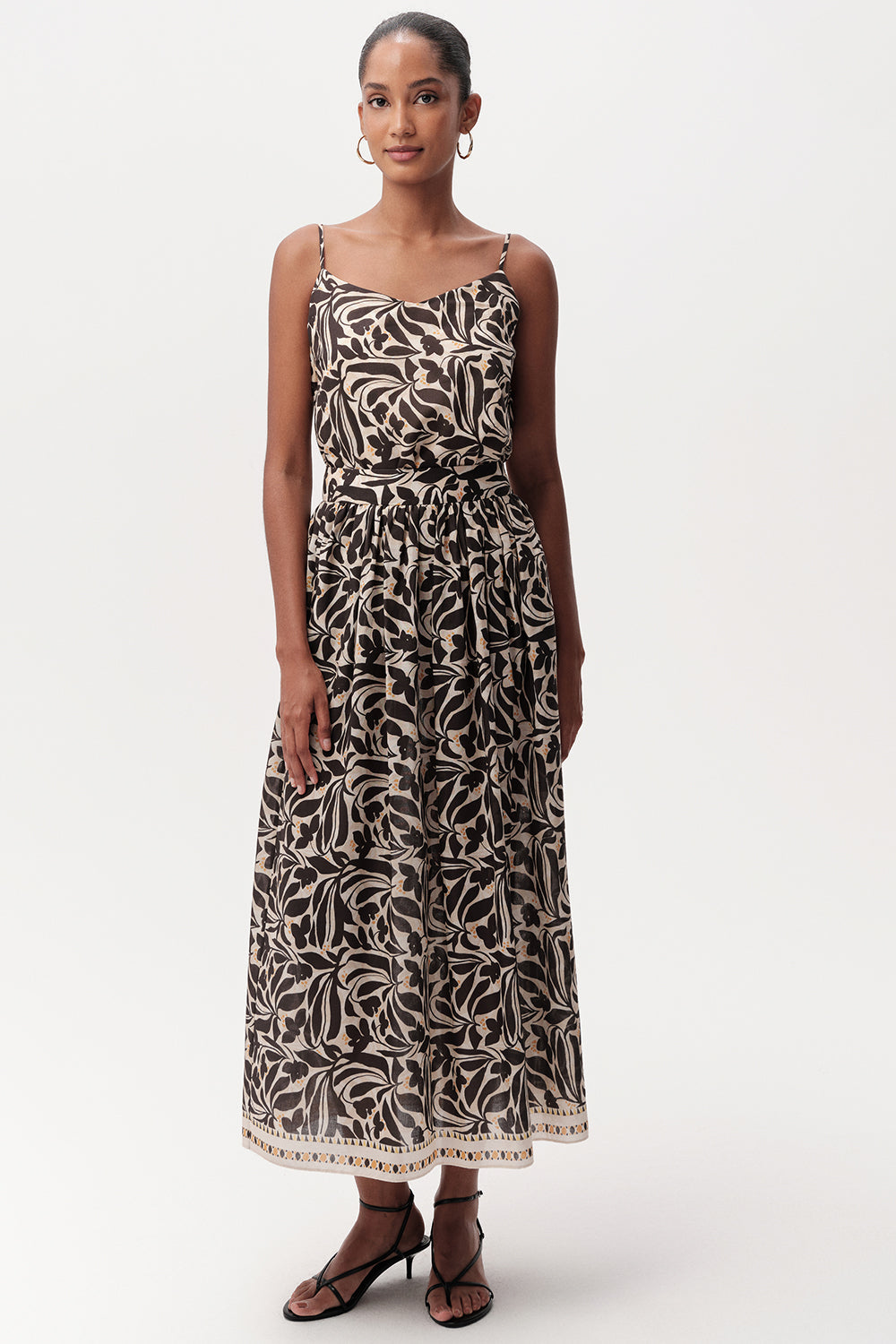 Yüksek Bel Fermuarlı Cepli Midi Etek